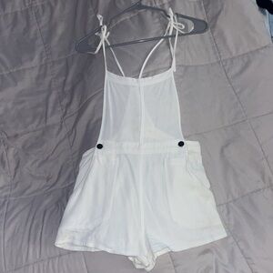 White Linen Overall Romper